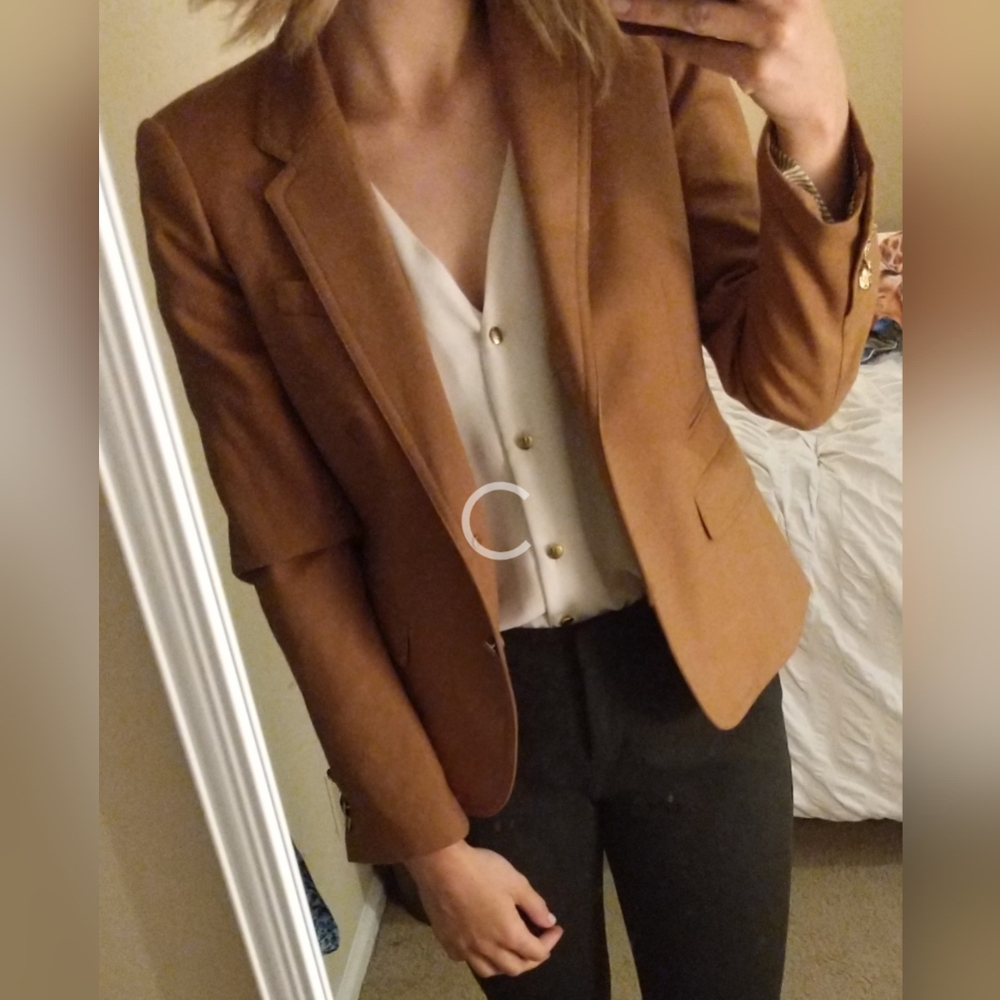 J. Crew Schoolboy Wool Blazer Camel Two Button Preppy Career Wear